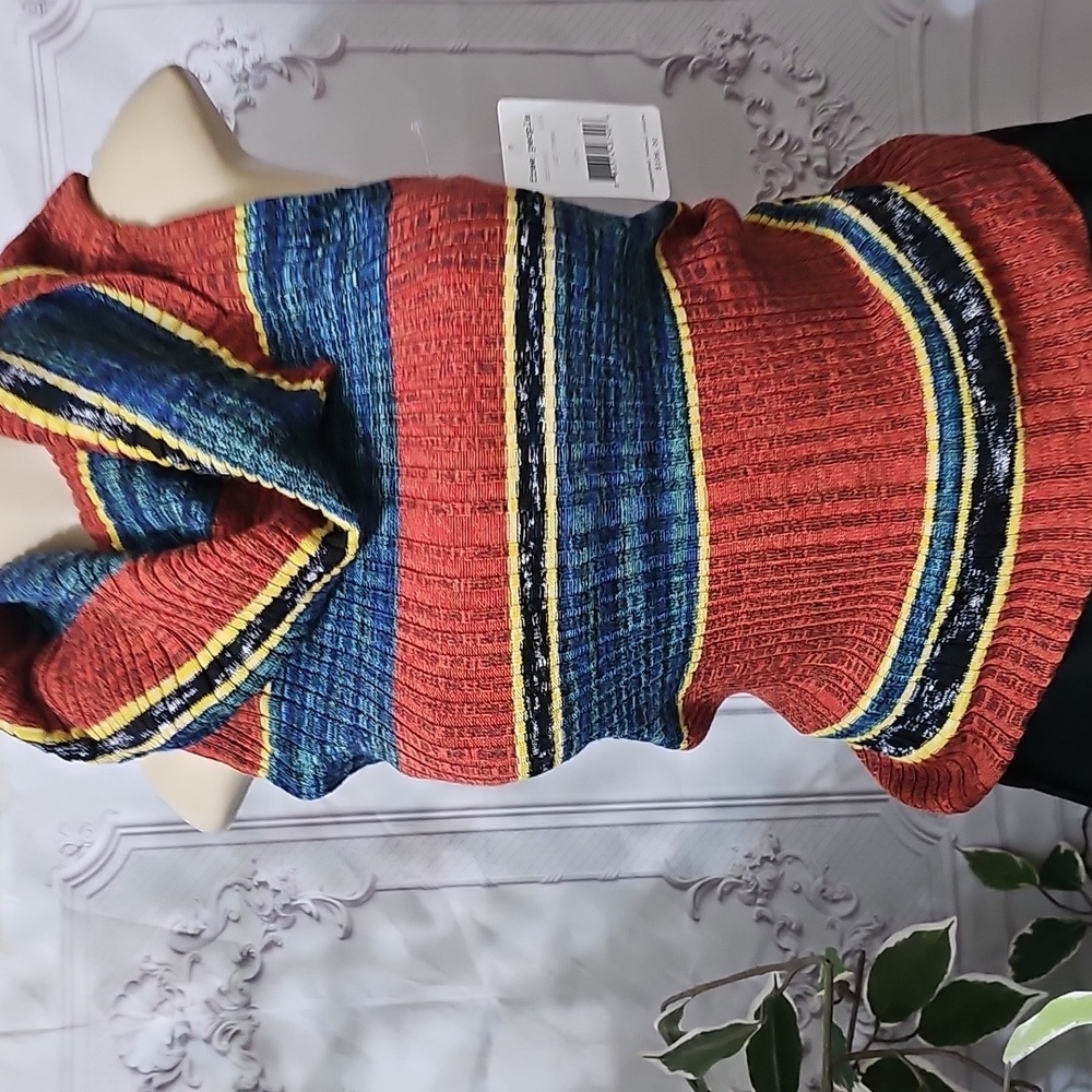 Free People NWT Carly Striped Multicolor Cowl Neck Sweater Large - Picture 4 of 10